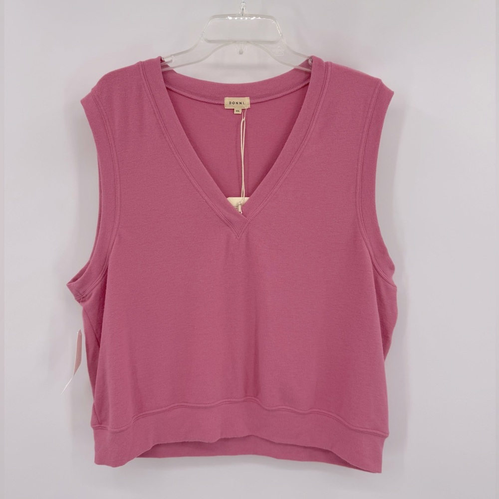* DONNI. Pink V-Neck Sleeveless Vest Top